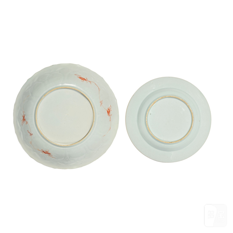 清康熙 礬紅描金盤兩件 | TWO GILT AND IRON-RED-DECORATED DISHES - 图4